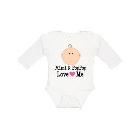 

Inktastic Mimi and PopPop Love Me Grandchild Gift Baby Boy or Baby Girl Long Sleeve Bodysuit