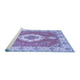 thumbnail image 2 of Ahgly Company Machine Washable Indoor Round Medallion Blue Traditional Area Rugs, 8' Round, 2 of 4