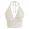 thumbnail image 6 of Gunia Women White Tank Top Summer V Neck Hollow Knit Camisole Sleeveless Beach Boho Casual Stretchy Comfortable Breathable Women'S Tank Top, 6 of 6