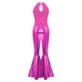 thumbnail image 4 of TiaoBug Sparkle Sequin Jumpsuit 70s Outfits for Girls Sleeveless Metallic Bell Bottom Romper Disco Dance Wear Hot Pink 6, 4 of 7
