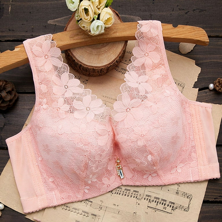 Bras for Women Full Coverage Underwire Push-Up Seamless Bra Lace Pink 40D 