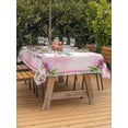thumbnail image 2 of Outdoor Tablecloth with Umbrella Hole and Zipper, Easter Rectangle Table Cloth 52x70 Inch Waterproof Tablecloth, Spring Watercolor Flower Leaf Plant Pink Picnic Table Cover for Patio Camping, 2 of 7