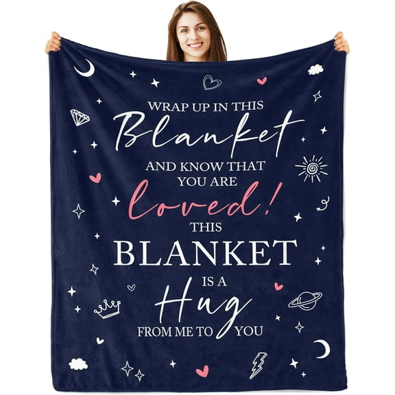 Birthday Inspirational Gifts for Women,Thinking of You/Miss You Gifts for Women,Hug Blanket for Woman,Pink Blankets 60"x50"