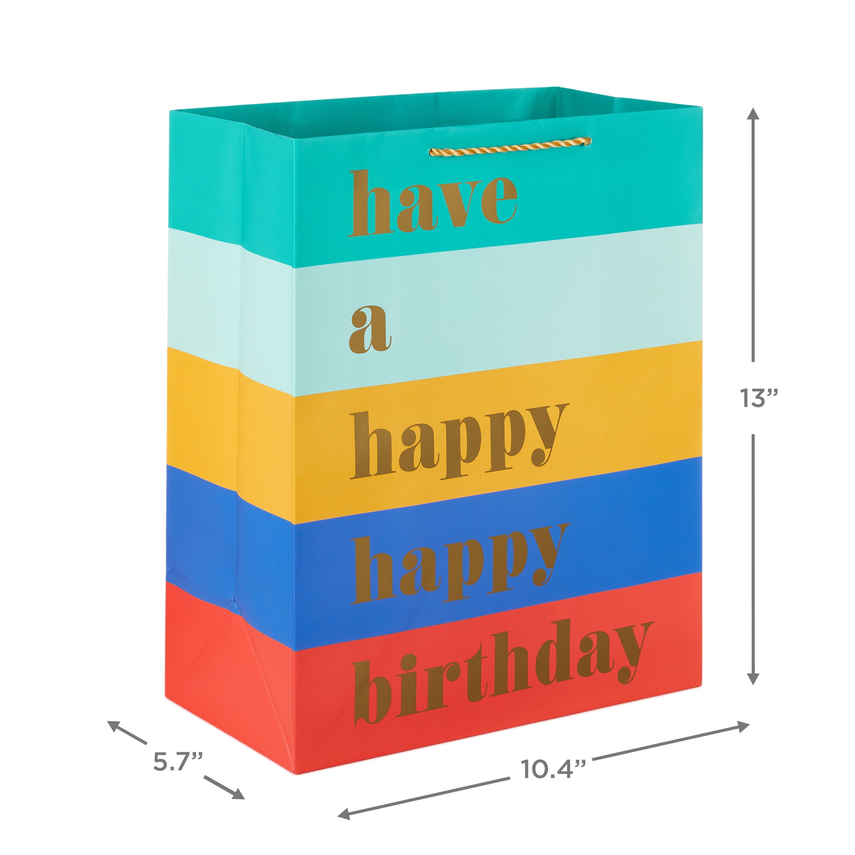 Hallmark Large Gift Bag (Multicolor Stripes Happy Happy Birthday)