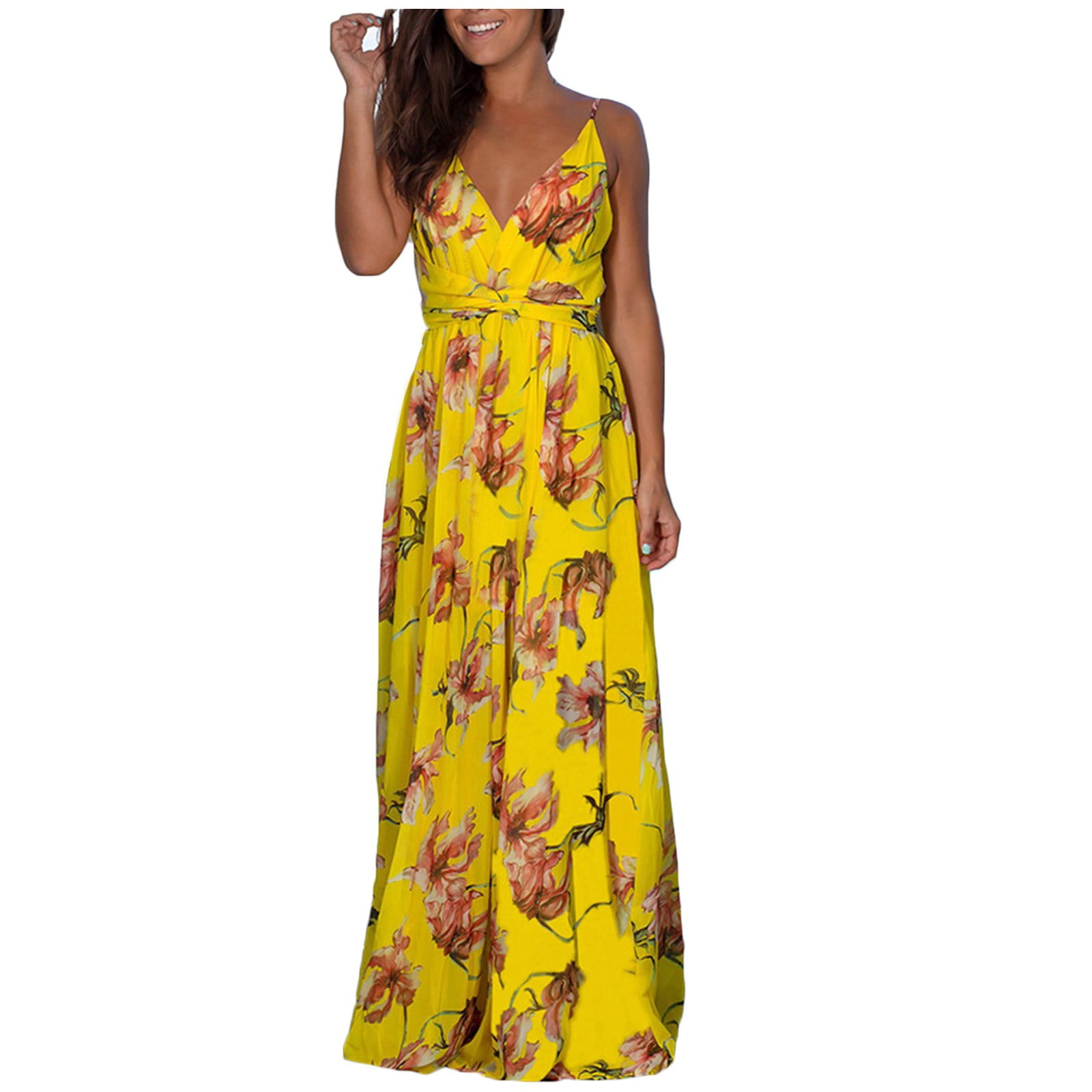 Larisalt Sexy Dresses For Women,Dress for Women Summer Casual Loose Pocket  Long Dresses Hawaiian Beach Modern T Shirts Dress Yellow,M - Walmart.com