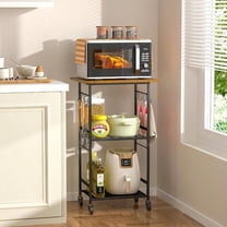 Rolling Kitchen Microwave Cart 3 Tier Microwave Table Stand with Adjustable Shelf Kitchen Storage Rack on Wheels Coffee Station Cart Rack Shelf Organizer for Living Room Office Balcony