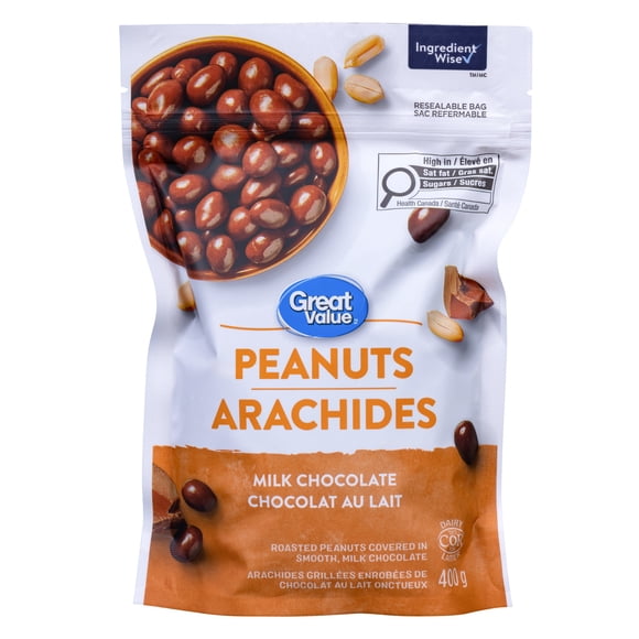 Great Value Milk Chocolate Peanuts, Kosher, Made in Canada, 400g