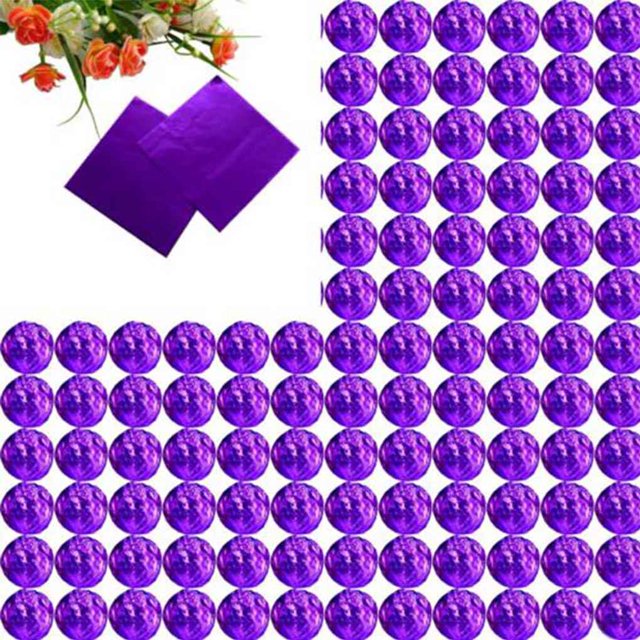 100pcs Square Aluminum Foil Wrappers Colorful Package Square wrappers; Candy for Sweets Candy Chocolate Lollipops