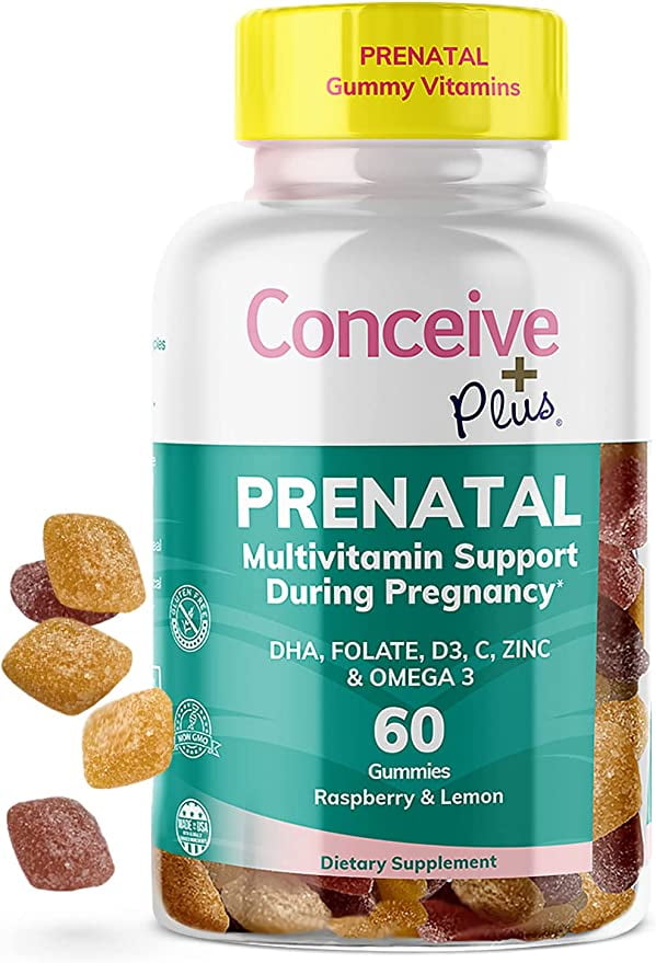 CONCEIVE PLUS Prenatal Gummies DHA, Folic Acid, Vitamin D3, C, Zinc