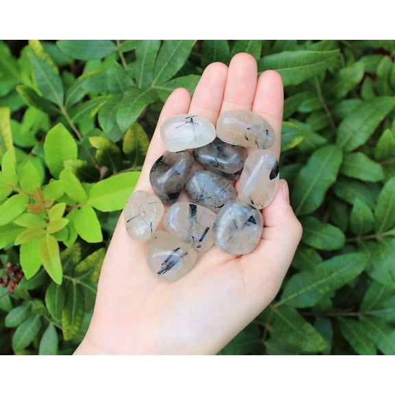 1/4 lb Bulk Tourmalinated Quartz Tumbled Stone (Crystal Tourmalated Quartz) 4 oz