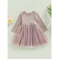 thumbnail image 4 of Bagilaanoe Toddler Baby Girl Party Dress Stars Moon Pattern Long Sleeve A-line Princess Dresses 9M 12M 24M 3T 4T Kid Patchwork Tulle Skirt, 4 of 8