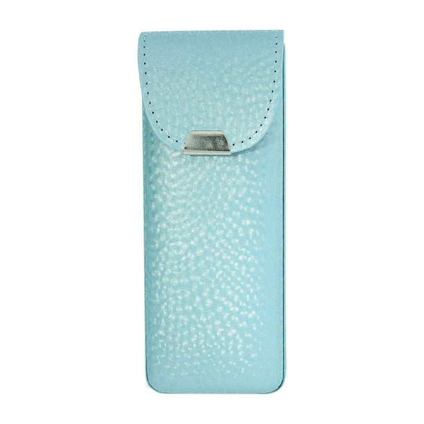 Eyeglass Case Top Snap Closure Metal Embellishment Pearly Shade Of Blue
