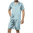 thumbnail image 2 of Mens Satin Pajama Sets with Pockets Lightweight 2 Piece Loungewear Outfits Stripe Printed Short Sleeve Shirts and Shorts Sleepwear Set, 2 of 4