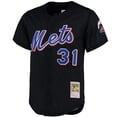 thumbnail image 2 of Men's Mitchell & Ness Mike Piazza Black New York Mets Cooperstown Collection Mesh Batting Practice Button-Up Jersey, 2 of 3