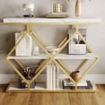 thumbnail image 3 of Kojooin 3-Tier Entryway Console Table, Industrial Sofa Table with Open Storage Shelves and X-Frame for Hallway or Foyer, 3 of 8