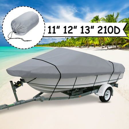 210D Grey Boat Mooring Cover 11 12 Heavy Duty Cover 13 FT Beam 105inch Trailerable Storage