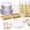 Clear and Gold, variant on 350Pcs Gold Plastic Plates, Disposable Dinnerware Set for 50 Guests