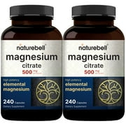 2 Pack Magnesium Citrate 500mg, 480 Capsules | High Purity Elemental Form  Extra Strength | Essential Mineral for Heart, Muscle, & Digestion Support  Non-GMO & No Gluten