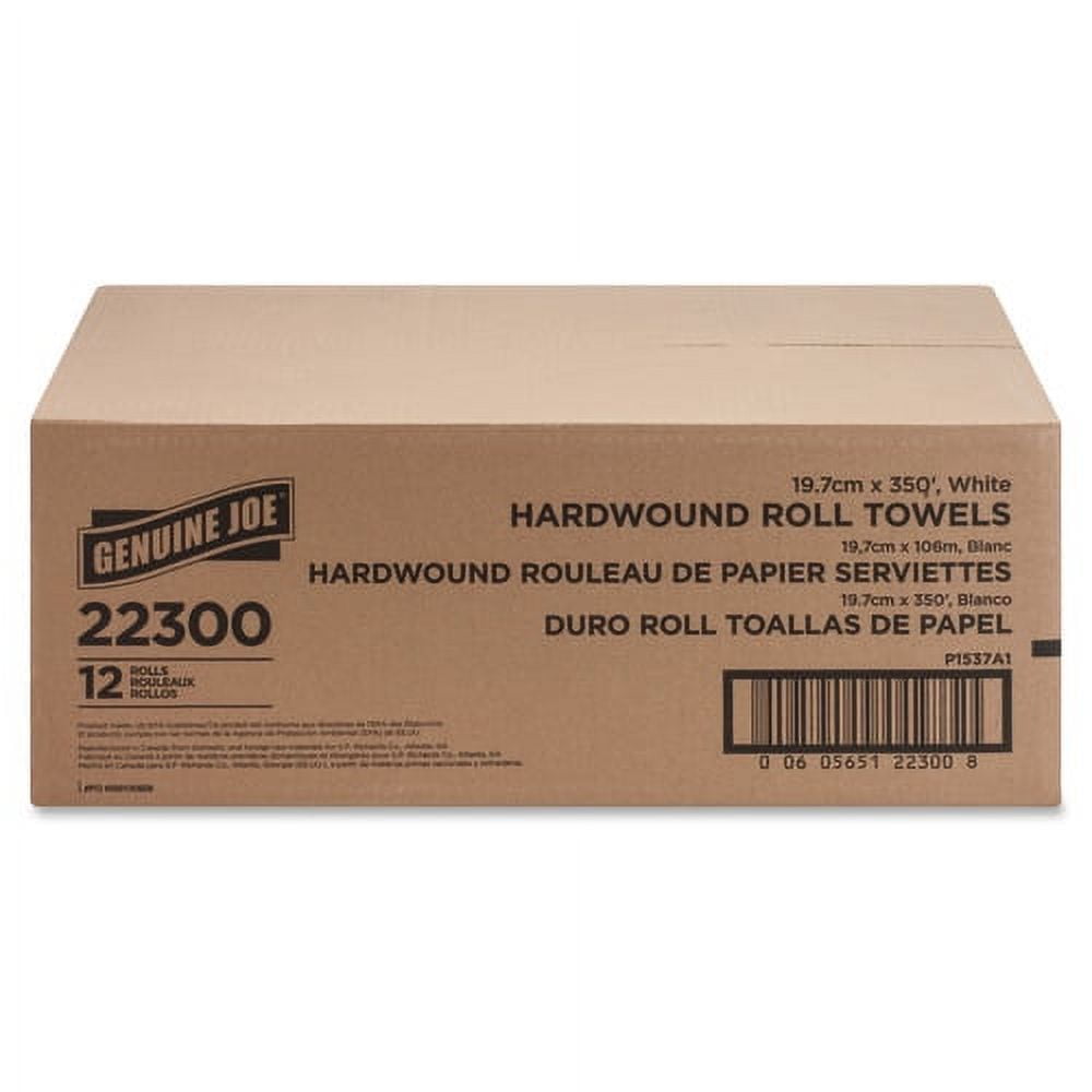 Genuine Joe Hardwound Roll Paper Towels 7.88" x 350 ft - White - Absorbent - for Restroom - 12 / Carton