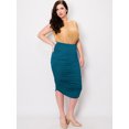 thumbnail image 5 of Made by Johnny Women's Slim fit Bodycon Party Club Night Out Elegant Ruched High Waist Long Pencil Skirt with Side Shirring XXXL TEAL, 5 of 6