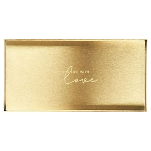 Bandeja de servicio dorada de lujo bhuuno para postres, joyas, collares y relojes. Rectángulo S
