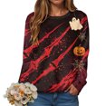 thumbnail image 6 of Duqingm Halloween Shirts for Women 2026 Novelty Funny Print Gothic Tshirts Long Sleeve Crewneck Tops,XL, 6 of 7