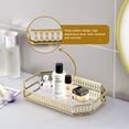 thumbnail image 5 of Golden Patterned Vintage Glass Tray Rectangular Cosmetics Storage Plate With Handle Table Desktop Suitable For Decoration Gifts Small Size, 5 of 16