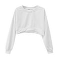 thumbnail image 3 of Vedolay Comfort Sweatshirts Womens Half Zip Crop Sweatshirt Workout Hoodie High Neck Long Sleeve Clothes,White M, 3 of 5