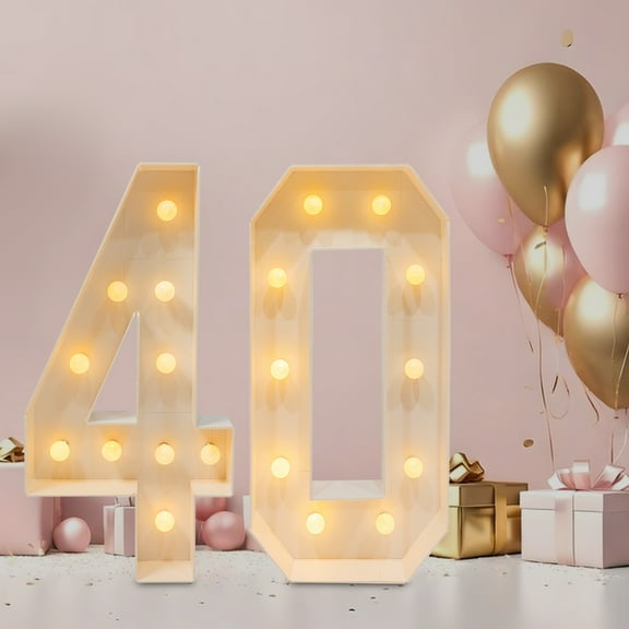 Peakora 40 Light Up Numbers, 40th Birthday Party Decoration, Light Up Numbers for Birthday Decorations