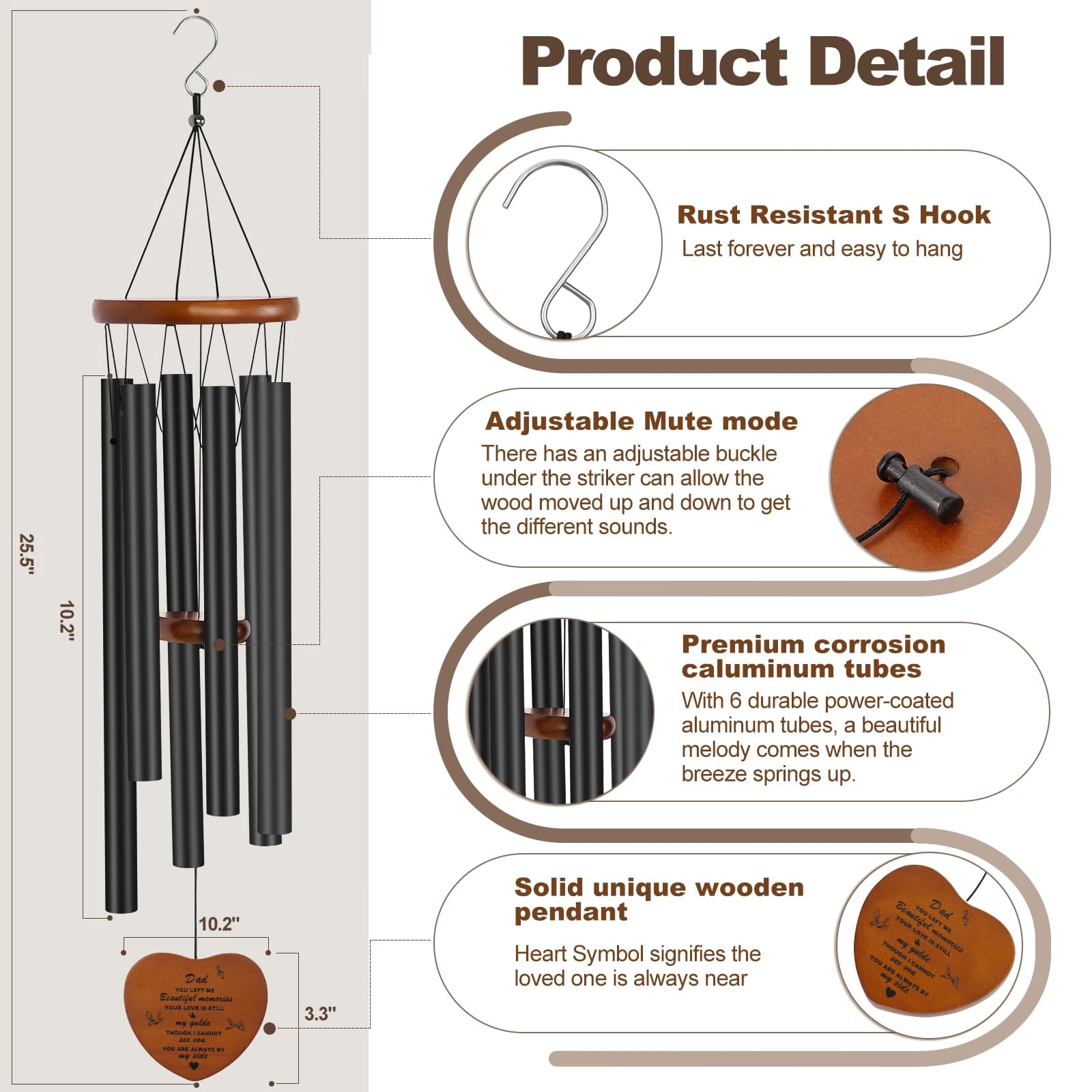 Memorial Gifts For Loss Of Father Windchimes In Memory A Loved One Sympathy Dad Wind Chimes Remembrance Funeral Bereavement