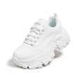 thumbnail image 3 of LUCKY STEP Chunky Sneakers for Women Fashion Platform White Leather Casual Dad Shoes,White, 3 of 5