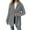 Grey, variant on Women's Mid Length Plush Jacket, Zip Front Hooded Coat with Embossed Pattern, Short Pile Fleece Outerwear, Soft Textured Casual Top, Long Sleeve Everyday Wear Beige L
