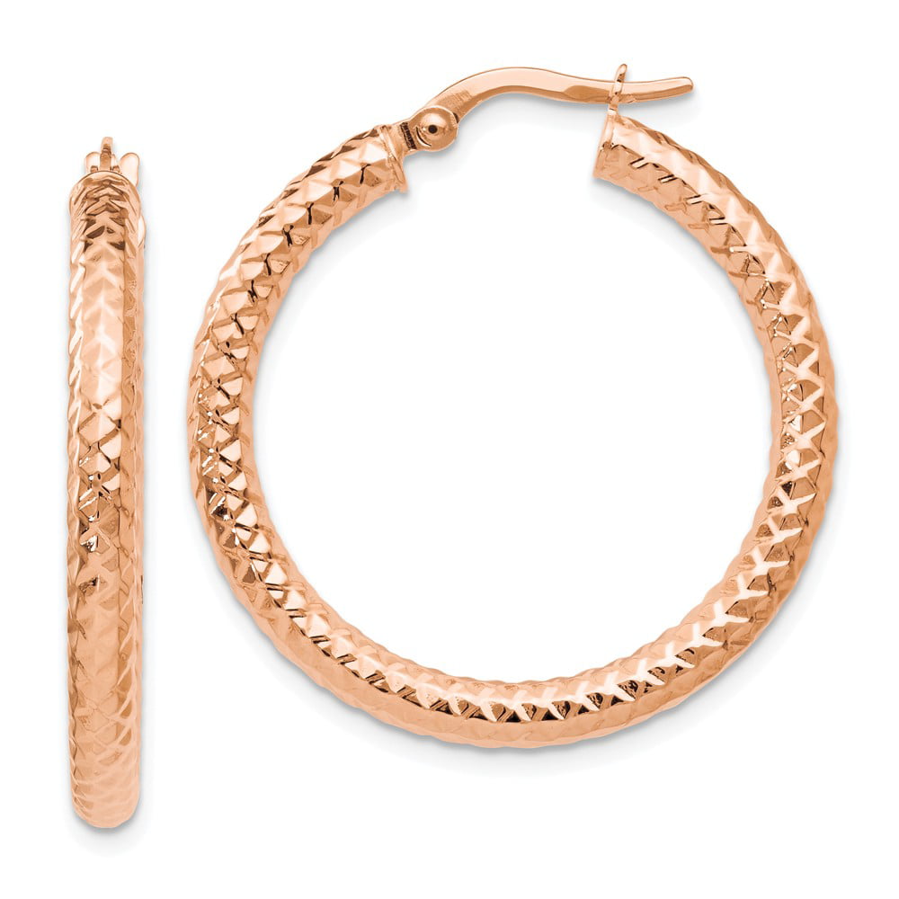Leslies Real 14kt and Rose Gold-plated Textured Earrings