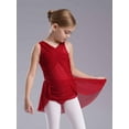 thumbnail image 3 of TTAO Kids Girls Lyrical Dance Dress Crisscross Back Ballet Leotard Tutu Skirts Ice Skating Dancewear Burgundy 16, 3 of 7