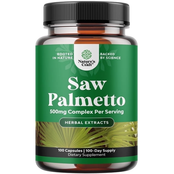 Natures Craft 500mg Saw Palmetto Extract Supplement with Plant Sterols and Flavonoids, 90 Capsules