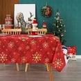 thumbnail image 2 of Gold Snowflake & Red Buffalo Plaid Christmas Tablecloths, 60 x 84 Inch, Waterproof Table Cover for Kitchen, Dining, Holiday, 2 of 6