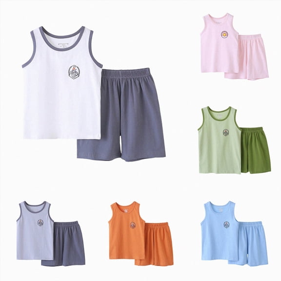 Xudanell Baby Boy Clothes Toddler Summer Outfit Sleeveless T-Shirt Tee Tops Shorts 6 12 18 24 Months 2T 3T Clothing Set (Green, 13-14 Years)