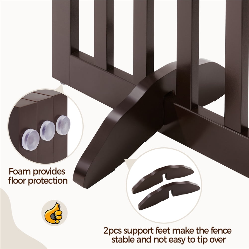 Yaheetech 35.6" Tall 3-Panel Wooden Pet Gate with Support Feet, Espresso