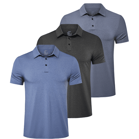 TELALEO Men's Polo Shirts Performance Short Sleeve Golf Shirt Casual Collared T-Shirt,3 Pack,Size M
