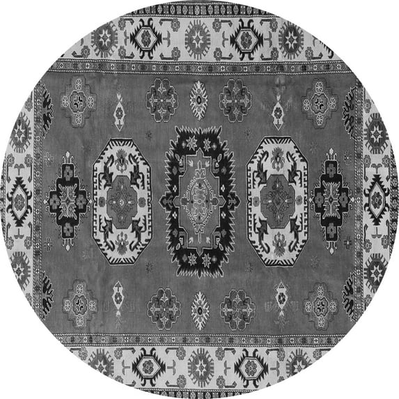 Ahgly Company Indoor Round Geometric Gray Traditional Area Rugs, 8' Round