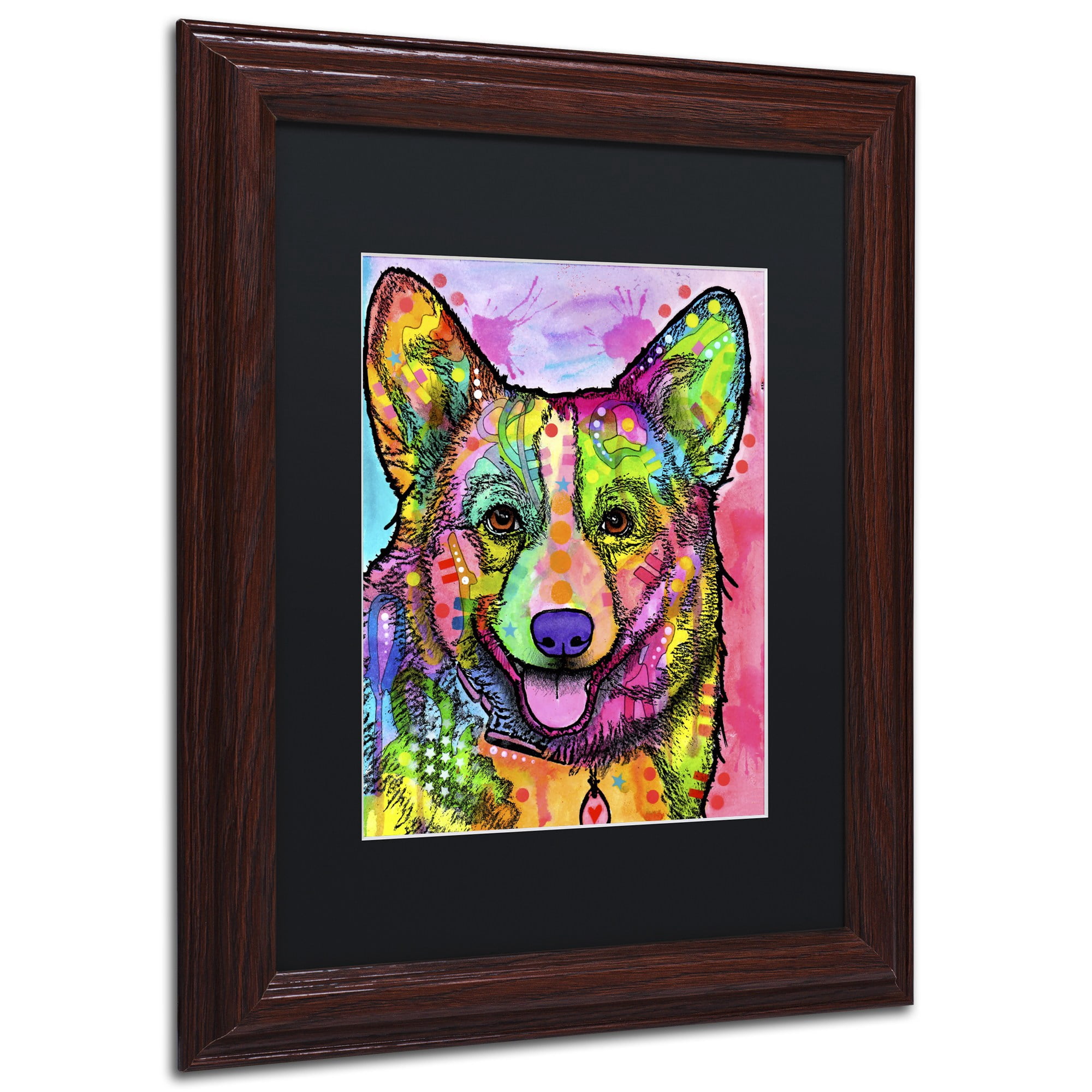 Trademark Fine Art 'Corgi II' Canvas Art by Dean Russo, Black Matte, Wood Frame