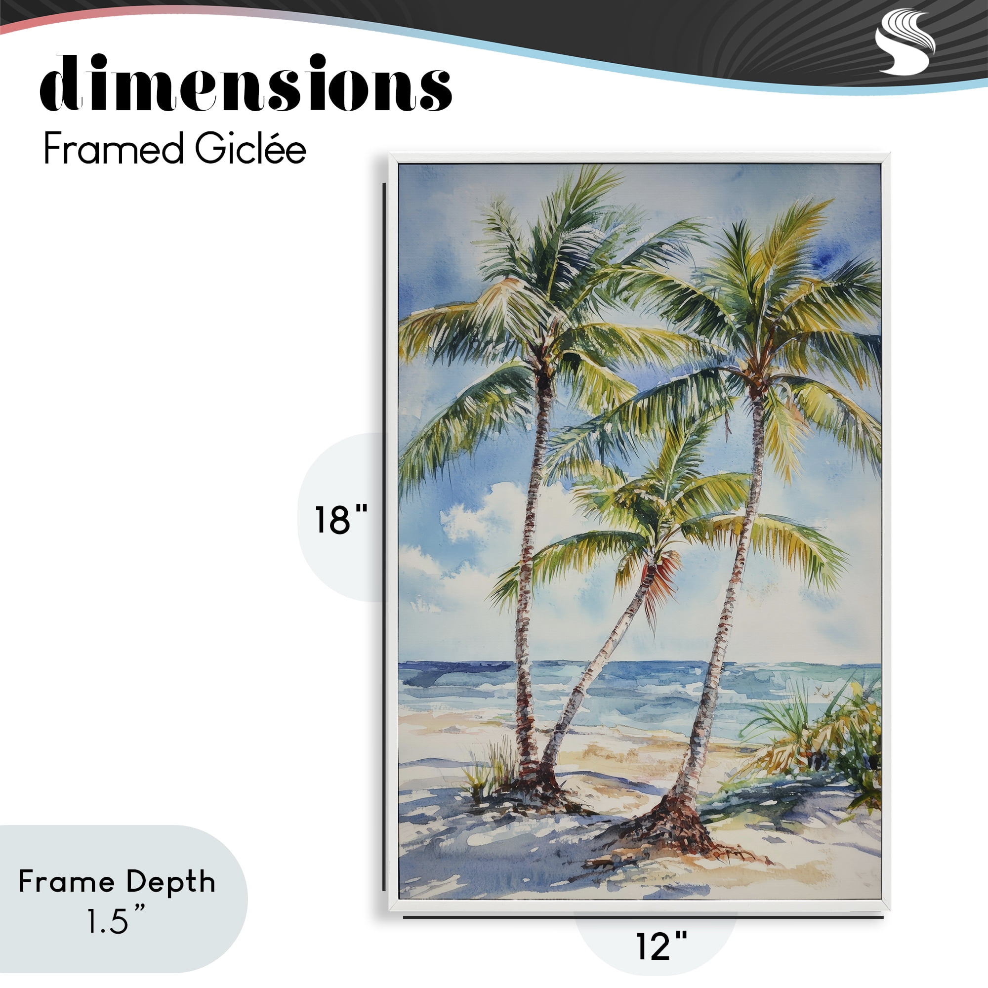Stupell Industries Windy Palm Trees on Shore White Framed Giclee Art, design by Petal Prints Design