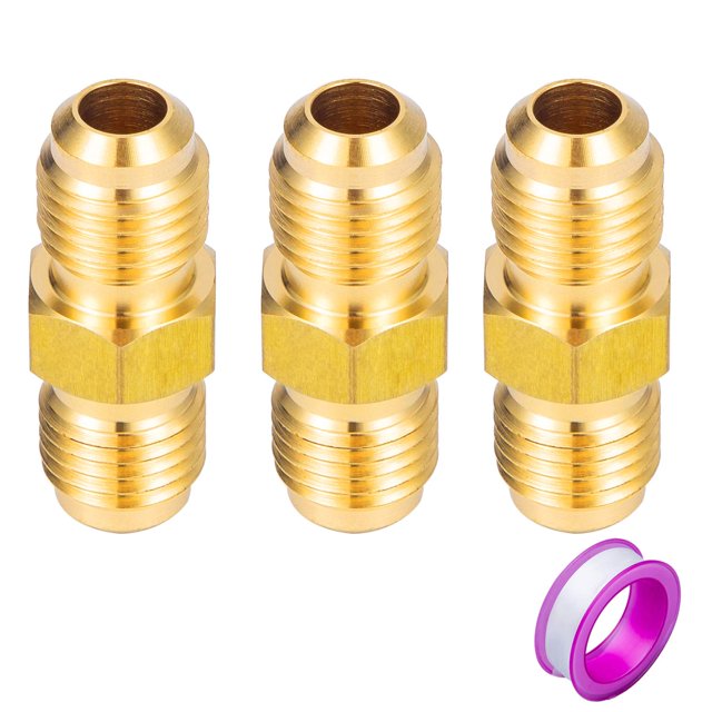 Breezliy Conector macho de 14.0 in x 14.0 in macho de 14.0 in, adaptador de gas, unión de tubo de latón, acoplador de tubería (3 unidades)