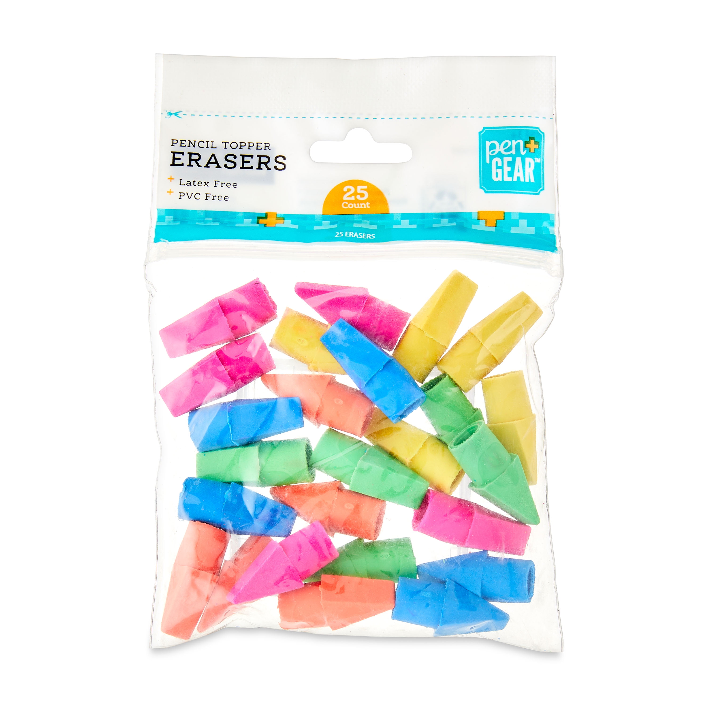 Pen+Gear Pencil Topper Erasers, Neon, 25 Count