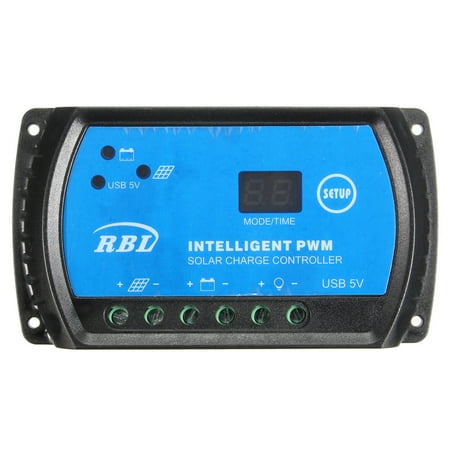 30a Digital Charge Controller - Intelligent 10A 20A 30A LED Indicator PWM Solar Controller Panel Battery Charger Regulator Safe Protection with USB Port Display 12/24V Switch