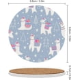 thumbnail image 3 of SKYSONIC Round Drink Coasters 6 Pcs Christmas Pattern with Llama Absorbent Ceramic Coaster with Cork Base for Coffee Cups for Home Decor, 3 of 6