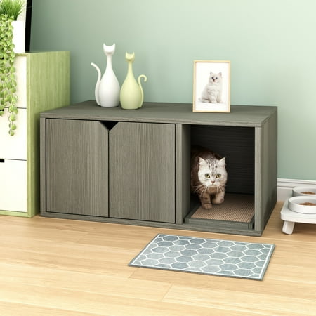 UPC: 0819767013013 | Way Basics Eco Cat Litter Box Enclosure Modern Cat Furniture  Grey