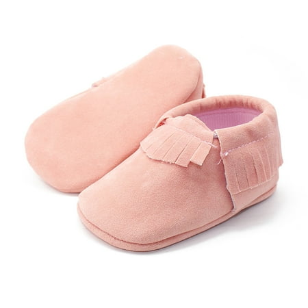 

Infant Boy Soft Shoes Solid Color Flat Tassel Walking Shoes for Baby Girls