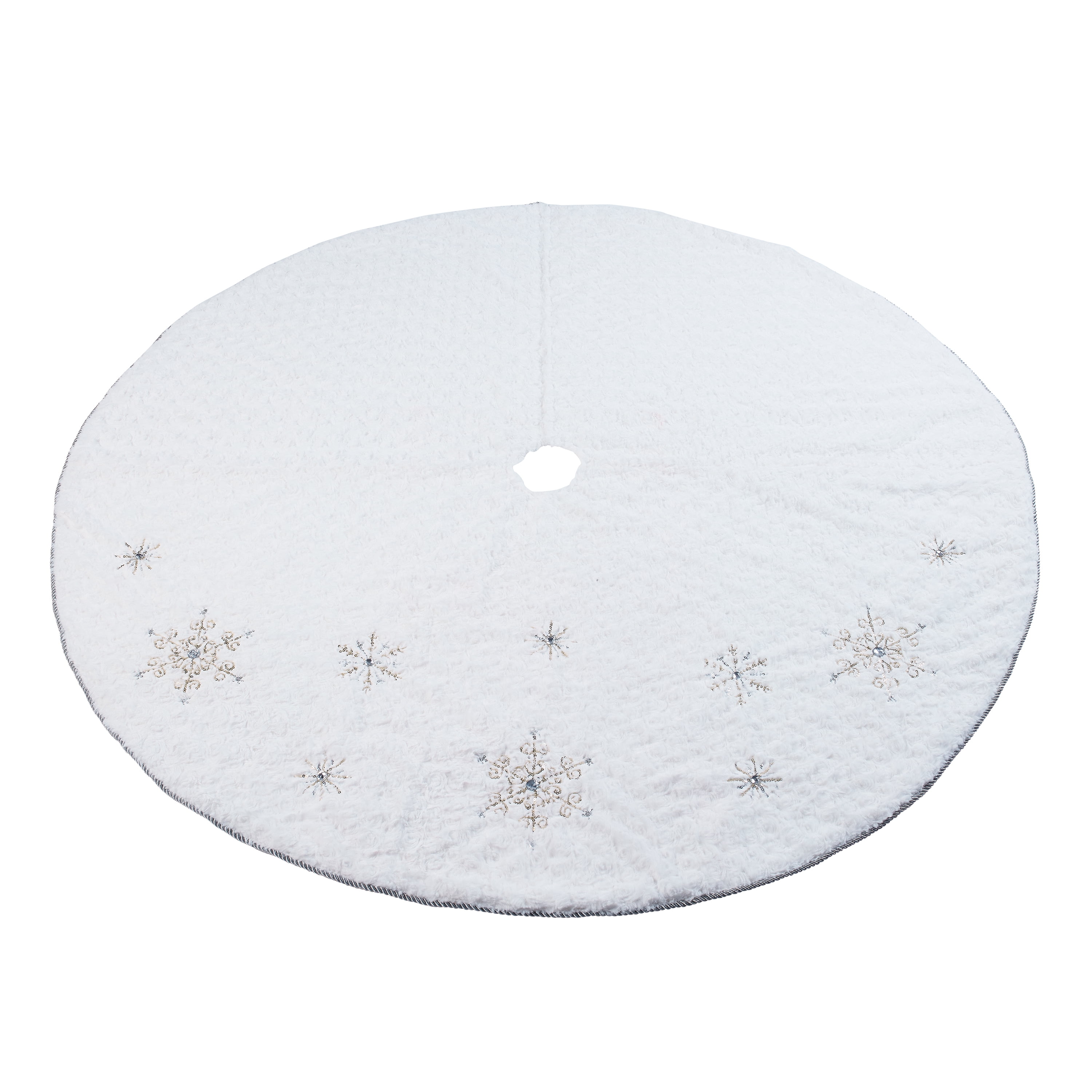 Supefriendly 122cm Snowflake Christmas Tree Skirt Ornaments Floor Mat Cover Xmas Party Decor