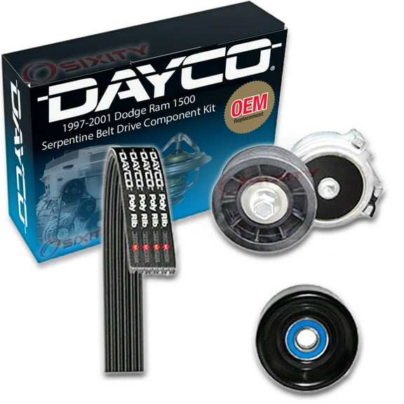 Dayco Main Drive Serpentine Belt Drive Component Kit compatible with Dodge Ram 1500 3.9L 5.2L 5.9L V6 V8 1997-2001